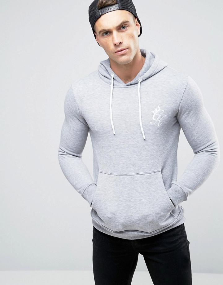 Gym King Logo Hoodie In Muscle Fit - Gray