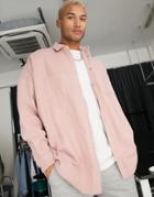 Asos Design Wool Mix Shirt In Dusky Pink