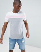 Asos Design T-shirt With Color Block In Gray - Gray