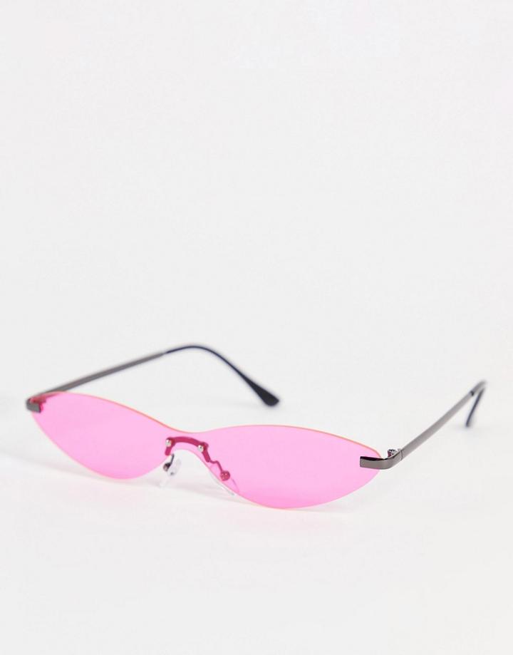 Public Desire Y2k Cat Eye Sunglasses In Neon Pink