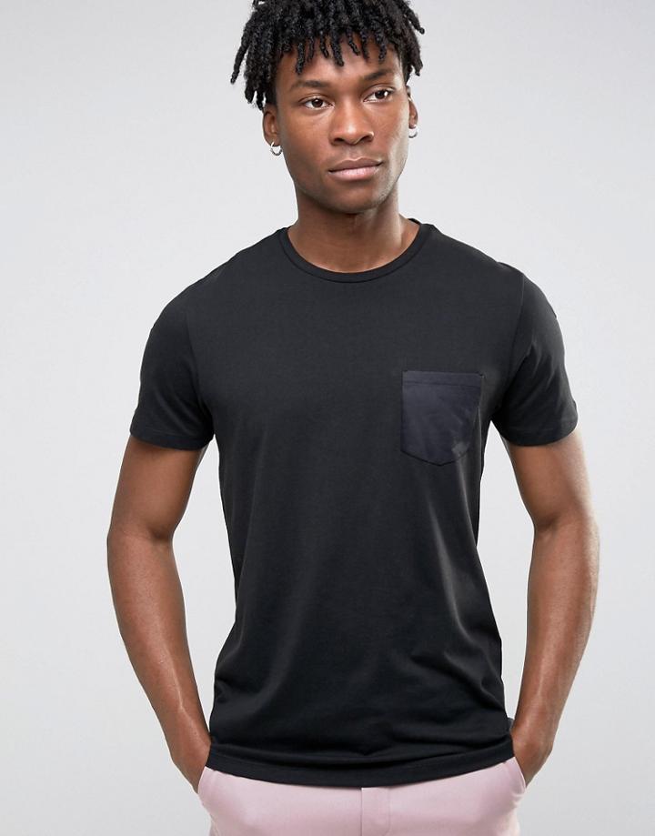 Burton Menswear Satin Pocket T-shirt - Black
