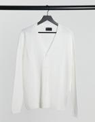 Asos Design Knitted Mixed Rib Pattern Cardigan In White