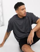Asos Design Oversized Longline T-shirt With Crew Neck In Gray-grey