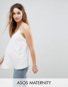 Asos Design Maternity Swing Cami With Double Layer - White