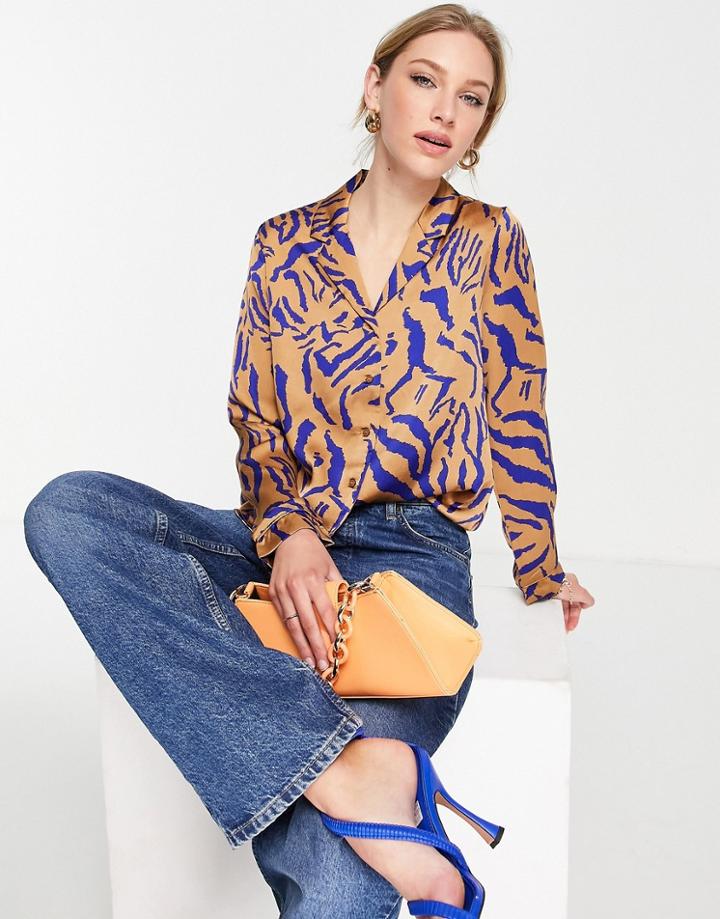 Vero Moda Satin Shirt In Brown