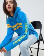 Criminal Damage Stripe Hoodie-blue