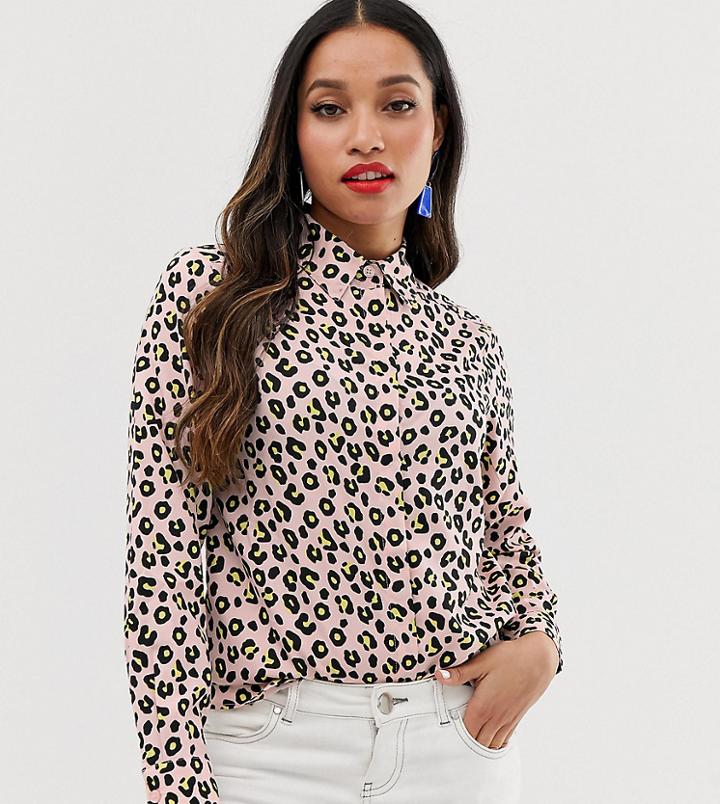 Brave Soul Petite Shirt In Leopard Print-multi