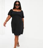 Vero Moda Curve Milkmaid Mini Dress With Ruched Bust In Black