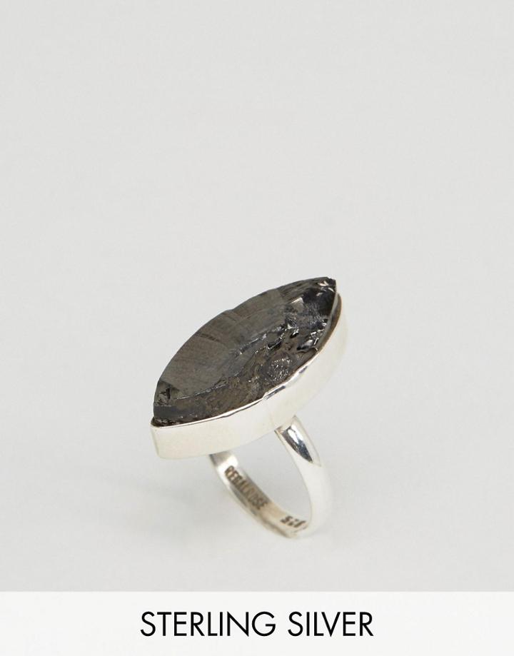 Regal Rose Sterling Silver Rough Cut Gemstone Ring - Silver