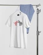 Ps Paul Smith Zebra Devil And Angel Print Slim Fit T-shirt In White