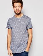 Esprit T-shirt With All Over Tropical Print - Navy