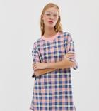 Monki Oversized T-shirt In Pink Check - Pink
