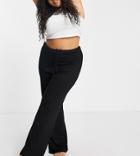 Yours Tie Waist Flared Pants In Black