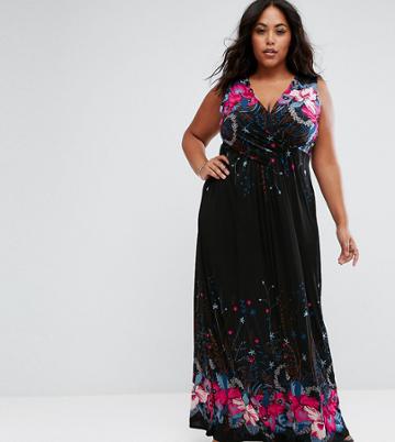Praslin Maxi Dress In Border Print - Black
