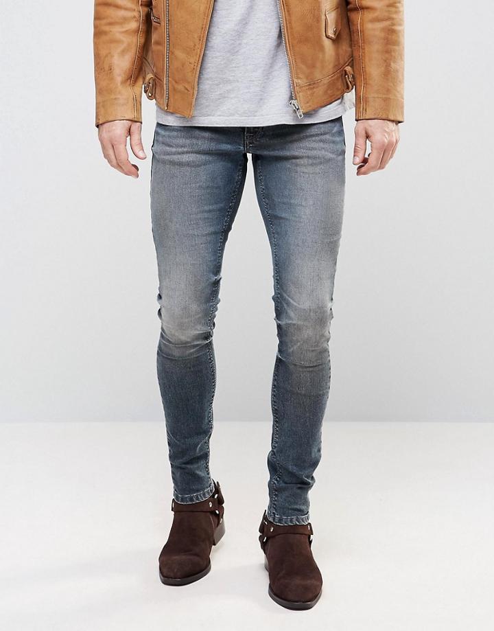 Asos Extreme Super Skinny Jeans In Marble Wash - Black