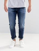 Diesel Larkee - Beex Regular Taper Jean 860l Dark Wash Abraisions - Blue