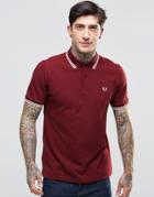 Fred Perry Polo Shirt With Twin Tip Slim Fit In Port - Port