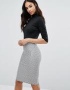 Club L High Neck Detailed Dress With Jacquard Skirt - Black