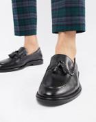 Walk London West Tassel Loafers In Black Milled Leather