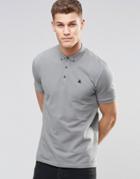 Asos Polo Shirt In Green Pique With Button Down Collar With Logo - Green