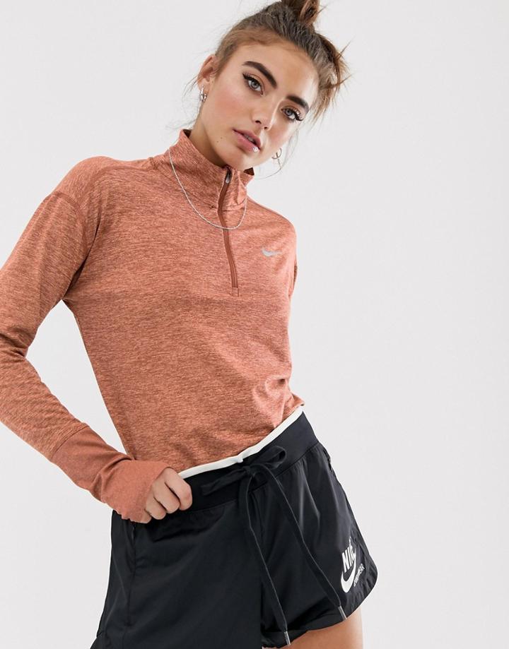 Nike Running Element Half Zip Top In Peach