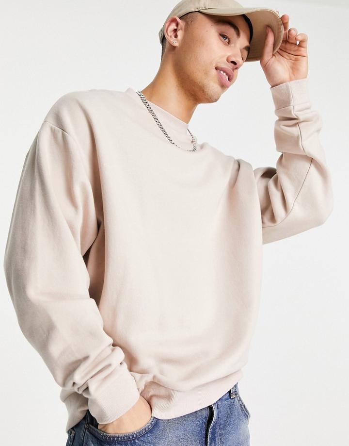 Asos Design Oversized Sweatshirt In Beige-brown