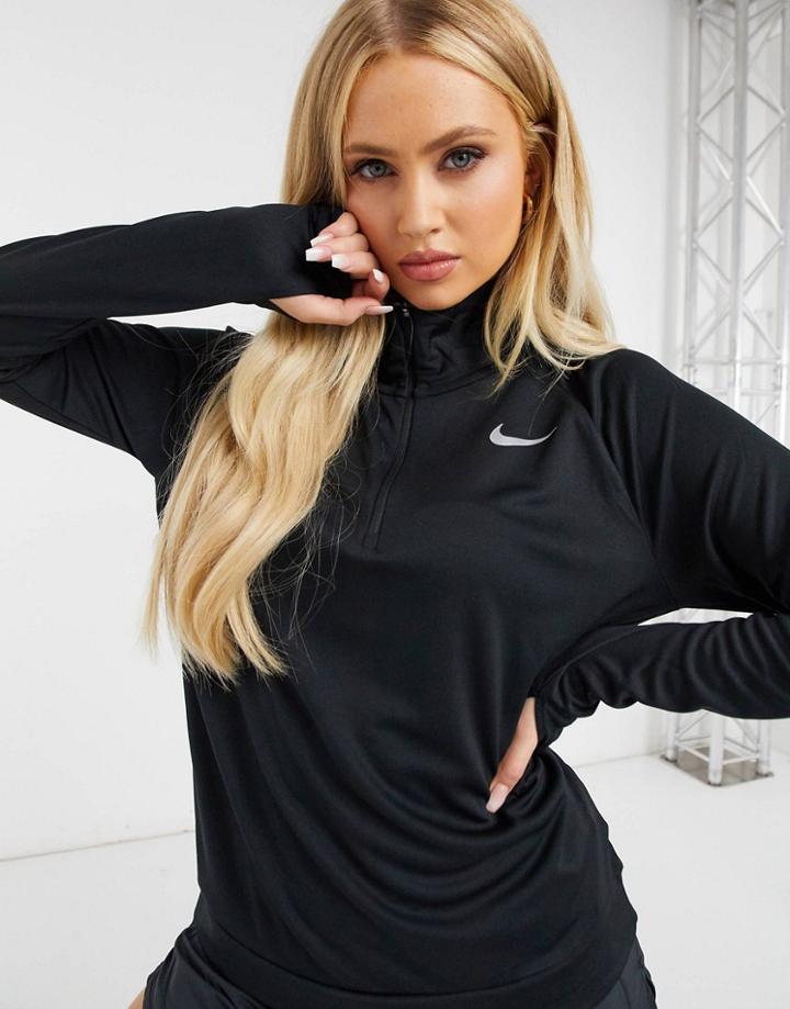 Nike Running Half Zip Pacer Top In Black