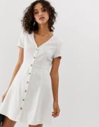 Vero Moda Button Front Tea Dress-white