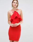 Oh My Love Frill Halter Neck Mini Dress - Red