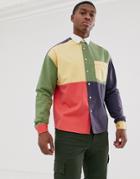 Asos Design Oversized 90's Style Cut & Sew Shirt - Multi