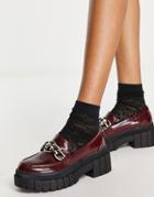 Asos Design Magnum Super Chunky Chain Loafers In Burgundy-red