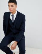 Farah Hampton Hopsack Slim Fit Suit Jacket - Navy