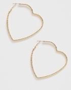 Asos Design Heart Hoop Earrings In Double Row Design In Gold Tone - Gold