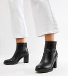 Raid Wide Fit Lorena Black Plated Heeled Ankle Boots - Black