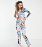 Collusion Graphic Print Flare Pants In Multi - Part Of A Set