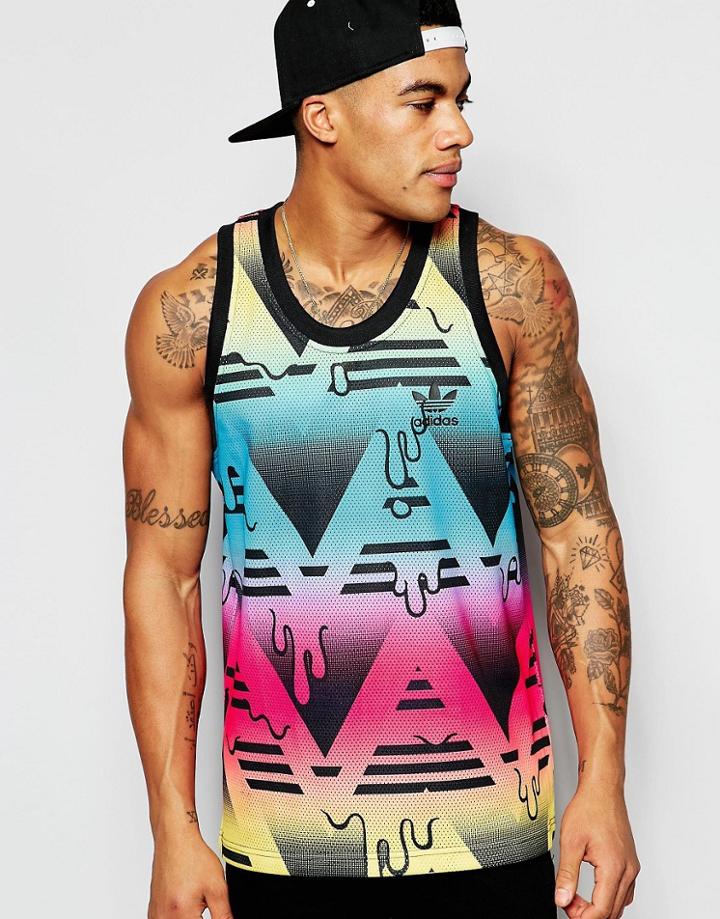 Adidas Originals Retro Tank With Number Back Print Aj7844 - Blue