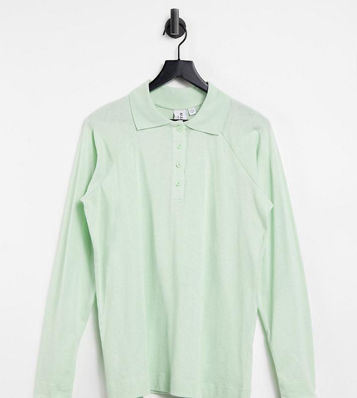 Collusion Raglan Sleeve Polo Shirt In Green
