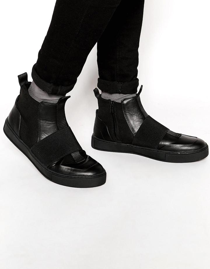 Dark Future Sneakers In Black Neoprene With Elastic Strap - Black