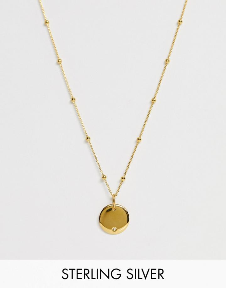 Astrid & Miyu 18k Gold Plated Coin Necklace With Diamond