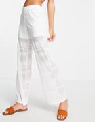 Vila Crochet Wide Leg Beach Pants - Part Of A Set-white