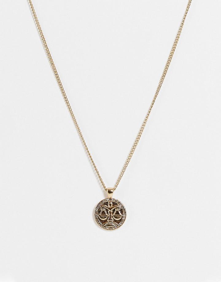 Topshop Libra Crystal Pendant Necklace In Gold