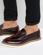 Base London Milo Leather Penny Loafers - Red