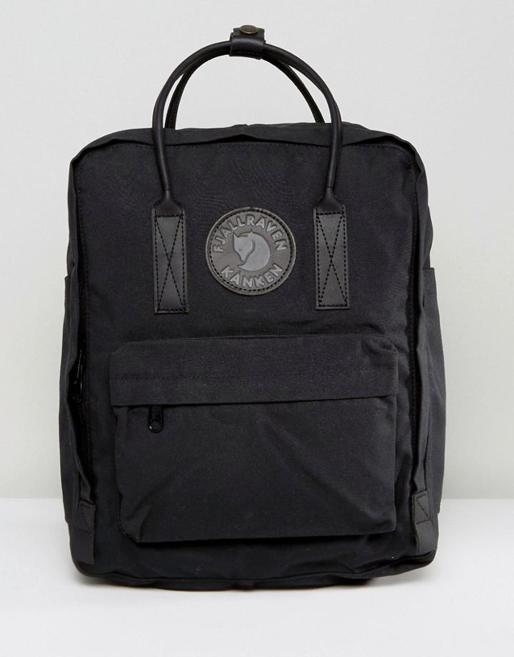 Fjallraven Kanken No2 Backpack With Leather Straps - Black
