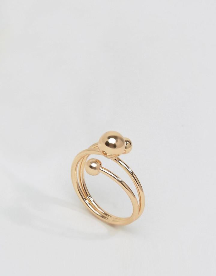 Asos Fine Ball Mid Finger Rings - Gold