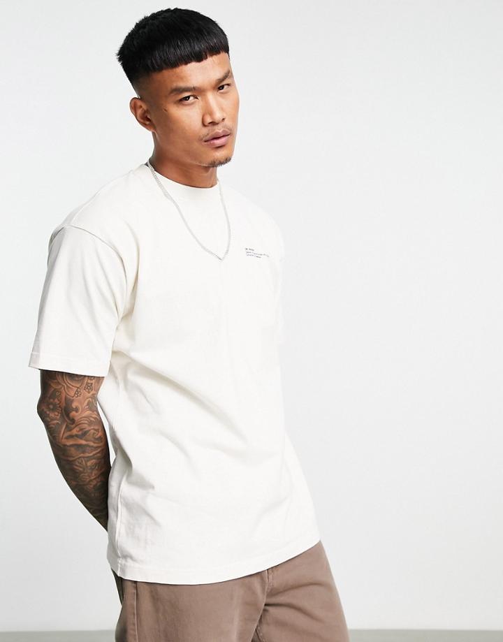 Dr Denim Nix Small Logo T-shirt In Off White