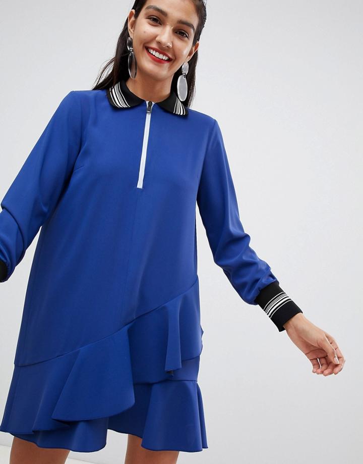 Sportmax Code Drop Waist Dress With Ribbed Cuffs - Blue