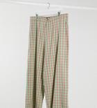 Daisy Street Plus Relaxed High Waist Pants In Pastel Check-green