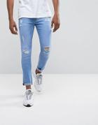 Dml Jeans Skinny Jeans With Rips In Light Blue - Blue