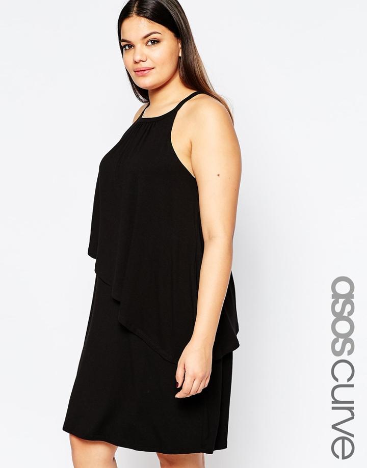 Asos Curve Tiered Swing Dress - Black