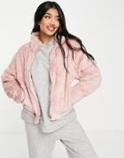 Cotton: On Faux Fur Cropped Jacket In Lilac-purple